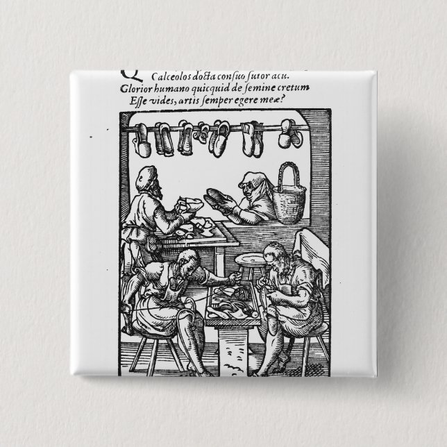 The Shoe Maker 2 Inch Square Button (Front)