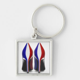 The shoes are women's high heeled shoes, also keychain