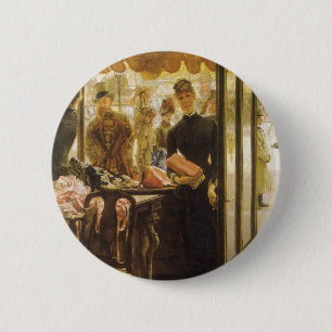 The Shop Girl by James Tissot, Victorian Fine Art 2 Inch Round Button
