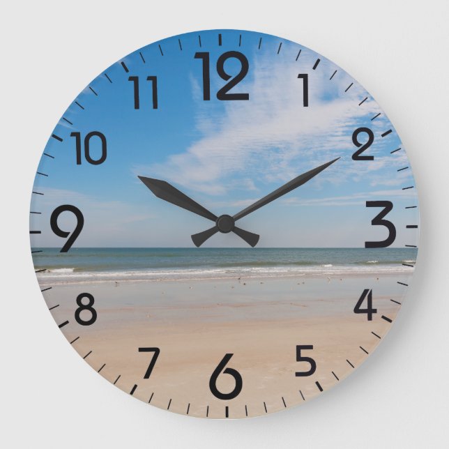 The shoreline at Jacksonville Beach, Florida Large Clock (Front)