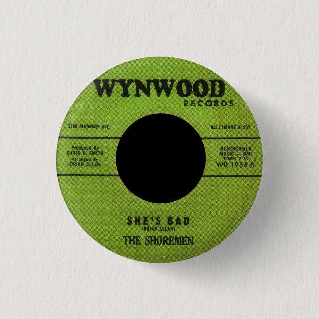 The Shoremen - She's Bad 1 Inch Round Button (Front)