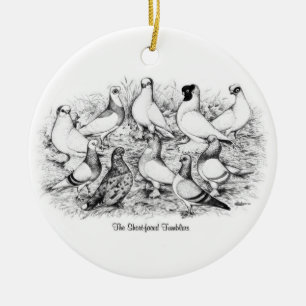 The Short-faced Tumbler Pigeons Ceramic Ornament