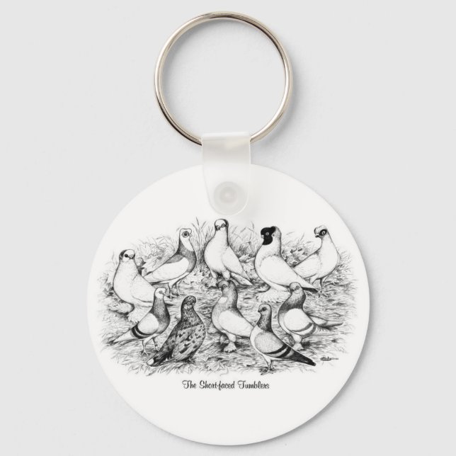 The Short-faced Tumbler Pigeons Keychain (Front)