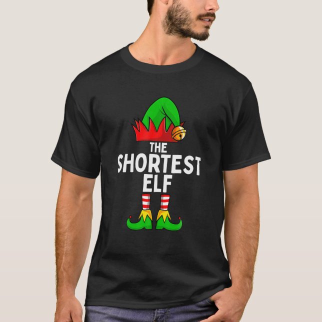 The Shortest Elf Funny Christmas Matching Family T-Shirt (Front)