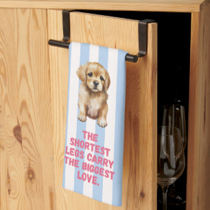 'The Shortest Legs Carry The Biggest Love' Blue  Kitchen Towel