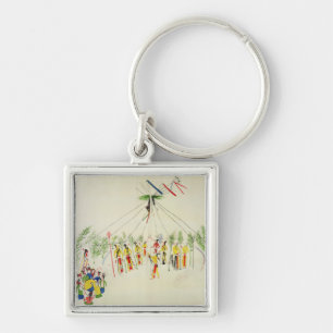 The Shoshone Sun Dance (pigment on muslin) Keychain