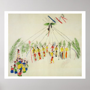 The Shoshone Sun Dance (pigment on muslin) Poster
