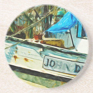 The Shrimp Boat John Drew Abstract Impressionism Coaster