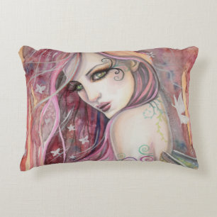 The Shy Flirt Fairy Modern Fantasy Art Accent Pillow