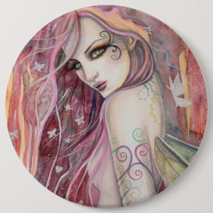 The Shy Flirt Modern Fairy Fantasy Art 6 Inch Round Button
