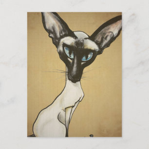 The Siamese Cat Caricature Postcard