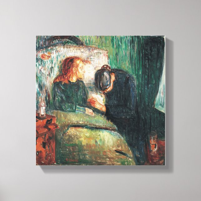 The Sick child by Edvard Munch, shows Sofie at her Canvas Print (Front)
