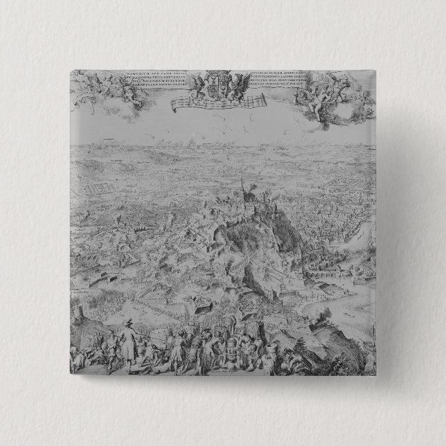 The Siege of Namur, 1695 2 Inch Square Button (Front)