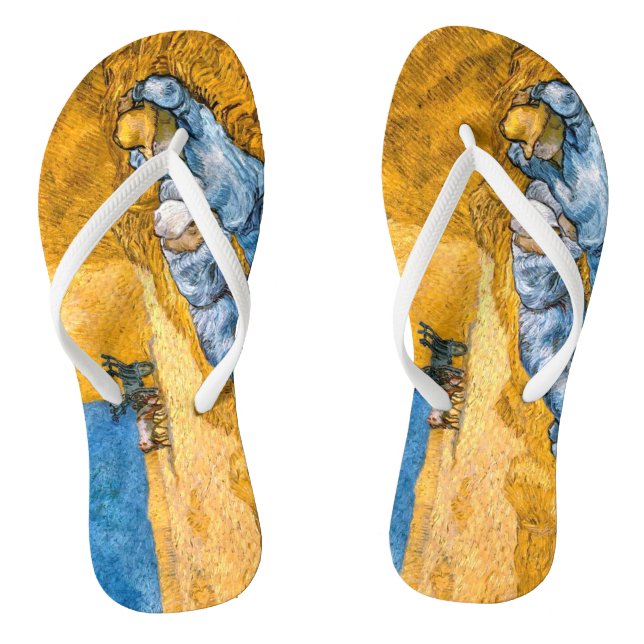 The Siesta (1890) Vincent Van Gogh Wheatfield Art Flip Flops (Footbed)