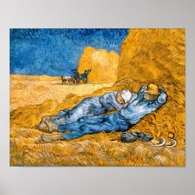 The Siesta (1890) Wheatfield Van Gogh Classic Art Poster (Front)