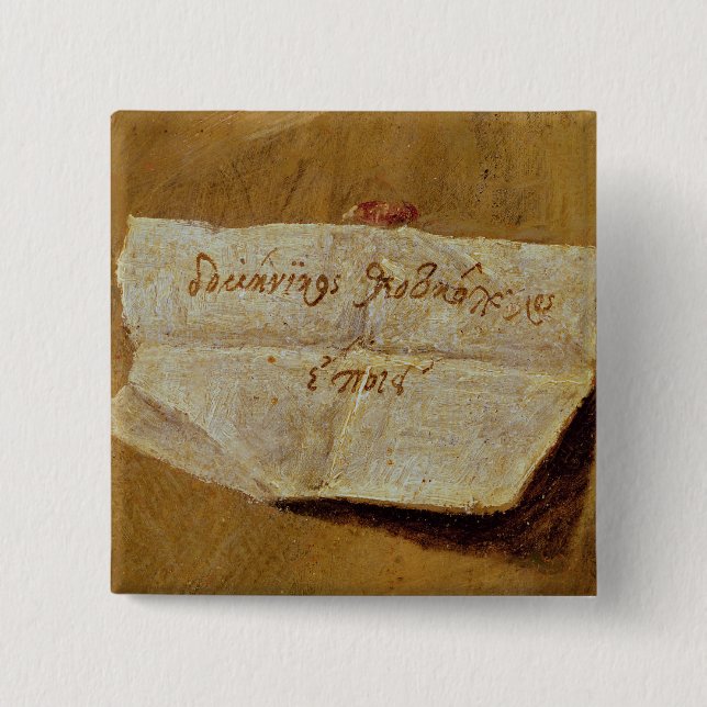 The signature of El Greco 2 Inch Square Button (Front)