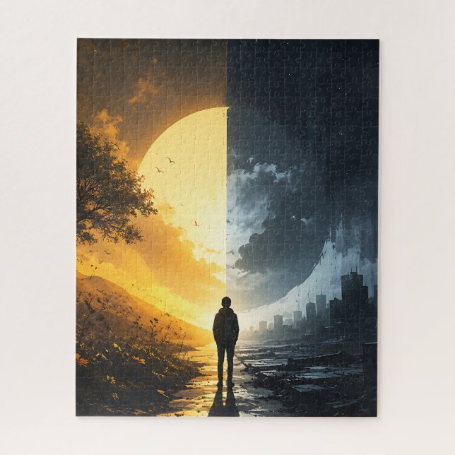 The Silent Path Between Light and Darkness Jigsaw Puzzle (Vertical)