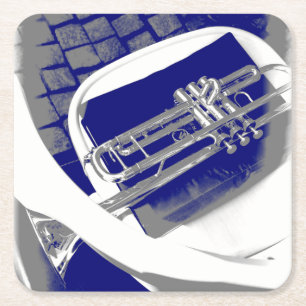 The silent trumpet square paper coaster