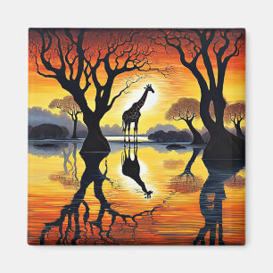 The Silhouetted Giraffe Magnet