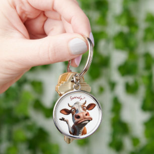 The Silly Cow - "Seriously?" Funny Quote Design Keychain