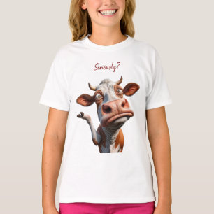 The Silly Cow - "Seriously?" Funny Quote Design T-Shirt