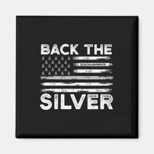 The Silver Dyslexia Awareness Flag Silver Ribbon Magnet