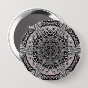 The Silver Fractal Garden 4 Inch Round Button