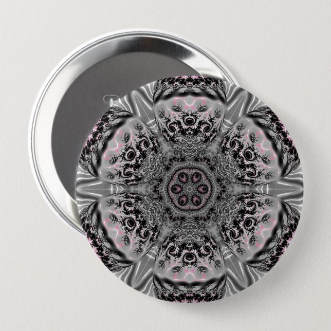 The Silver Fractal Garden 4 Inch Round Button (Front & Back)