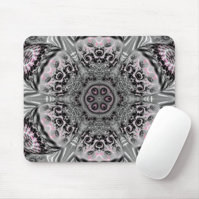 The Silver Fractal Garden Mouse Pad (With Mouse)