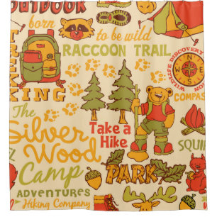 The Silver Wood Camp,cute characters seamless patt