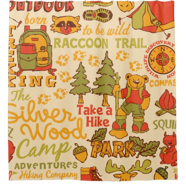 The Silver Wood Camp,cute characters seamless patt (Front)