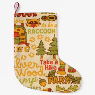 The Silver Wood Camp,cute characters seamless patt Small Christmas Stocking