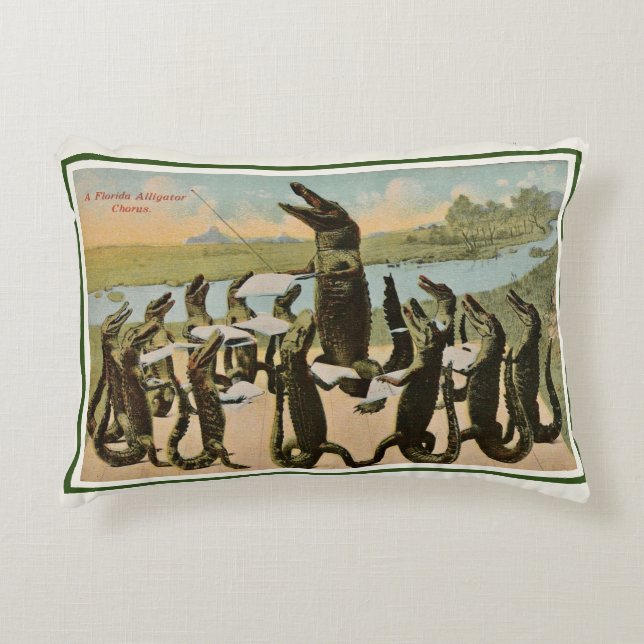 The Singing Alligators Postcard Accent Pillow (Front)