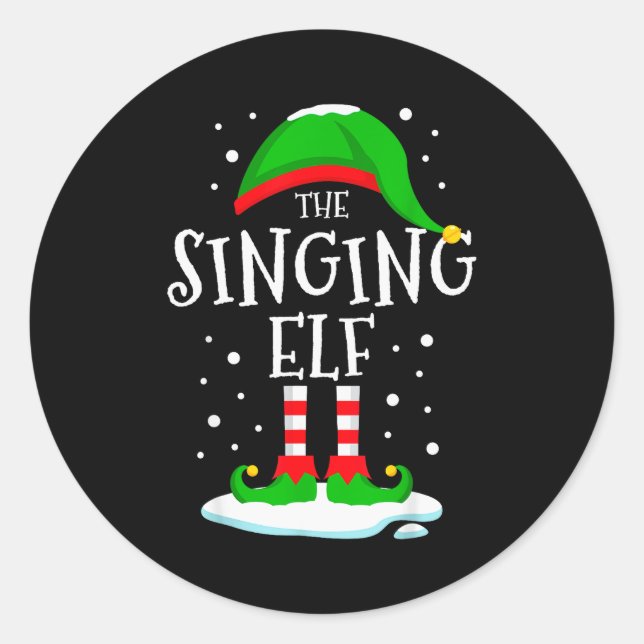 The Singing Elf Christmas Family Matching Xmas Sin Classic Round Sticker (Front)