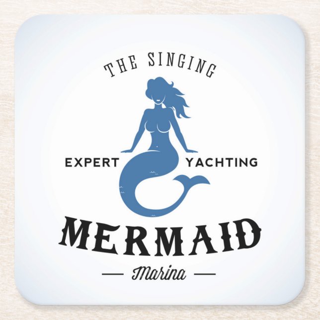 The Singing Mermaid Poster Square Paper Coaster (Front)