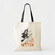 The Single Witch Vintage Halloween Tote Bag