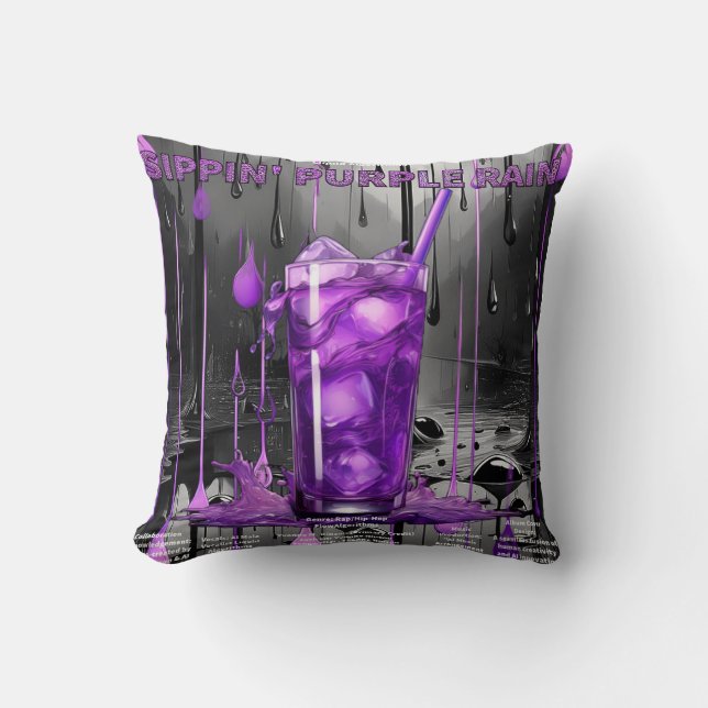 The Sippin’ Purple Rain Collection Throw Pillow (Front)