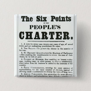The Six Points of the People's Charter 2 Inch Square Button