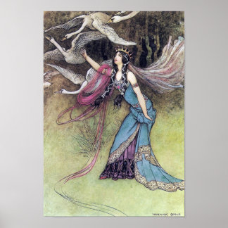 The Six Swans by Warwick Goble Poster