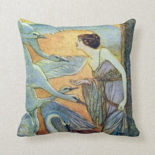 The Six Swans Eleanore Abbott Fine Art Throw Pillow