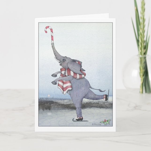 The Skating Elephant Christmas Card (Front)