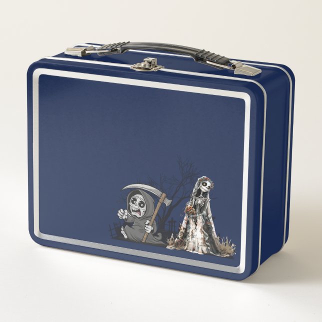  The Skeleton and the Corpse Bride. Metal Lunch Box (Front)