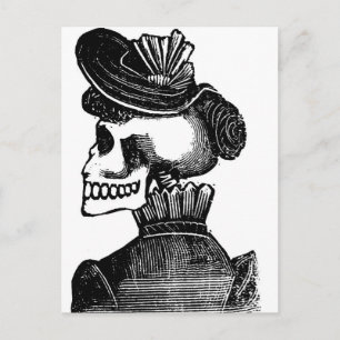 The Skeleton Lady. Circa early 1900s Mexico Postcard