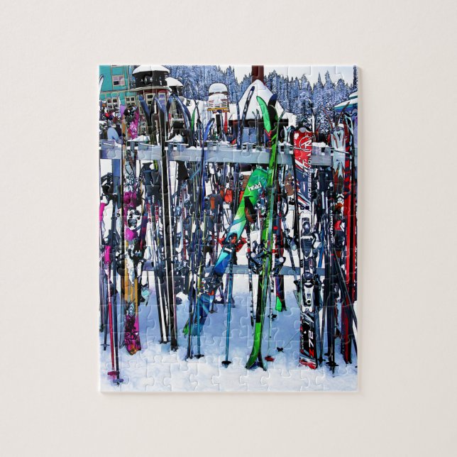 The Ski Party - Skis and Poles Jigsaw Puzzle (Vertical)
