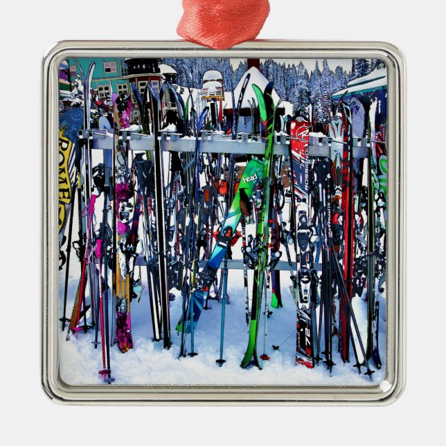 The Ski Party - Skis and Poles Metal Ornament (Front)