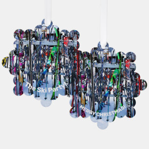 The Ski Party - Skis and Poles  Ornament Card