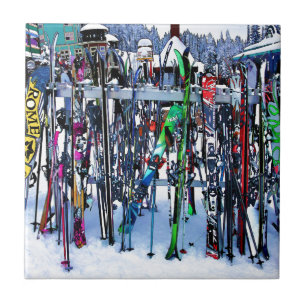 The Ski Party - Skis and Poles Tile
