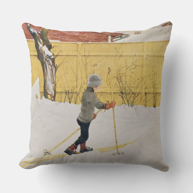 The Skier, c.1909 Throw Pillow (Front)