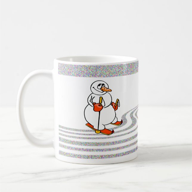 The Skiing Snowman - Coffee Mug (Left)
