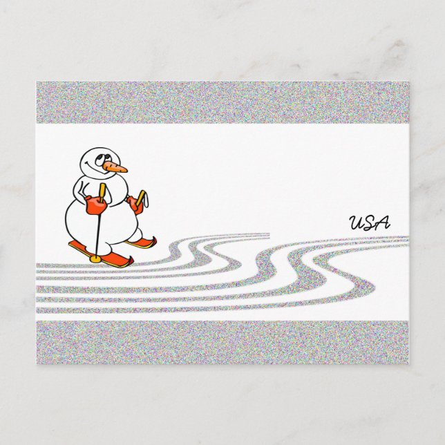 The Skiing Snowman - Postcard (Front)